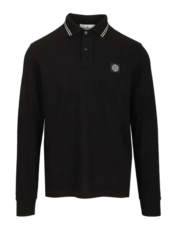 Long-Sleeved Polo Shirt Black sold by Wanan Luxury
