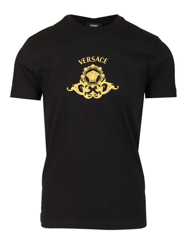 Cotton T-Shirt Black made by Versace