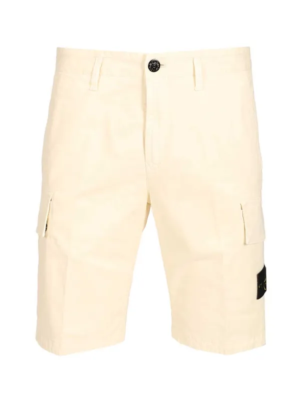 Bermuda Cargo Shorts In Broken Twill Trousers White sold by Wanan Luxury