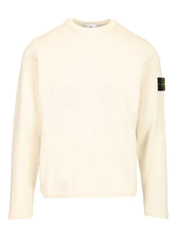 Mesh Stitch Organic Cotton Fleece T-Shirt White made by Stone Island