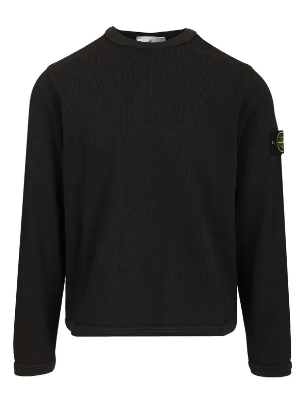 Mesh Stitch Organic Cotton Fleece T-Shirt Black sold by Wanan Luxury