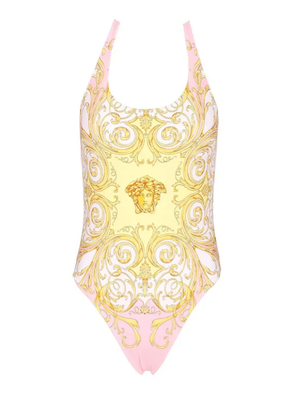 One-Piece Swimsuit With Baroque Spring Print Swimwear Rose sold by Wanan Luxury