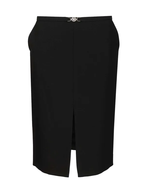 Midi Skirt In Double Wool CrêPe Skirts Black sold by Wanan Luxury