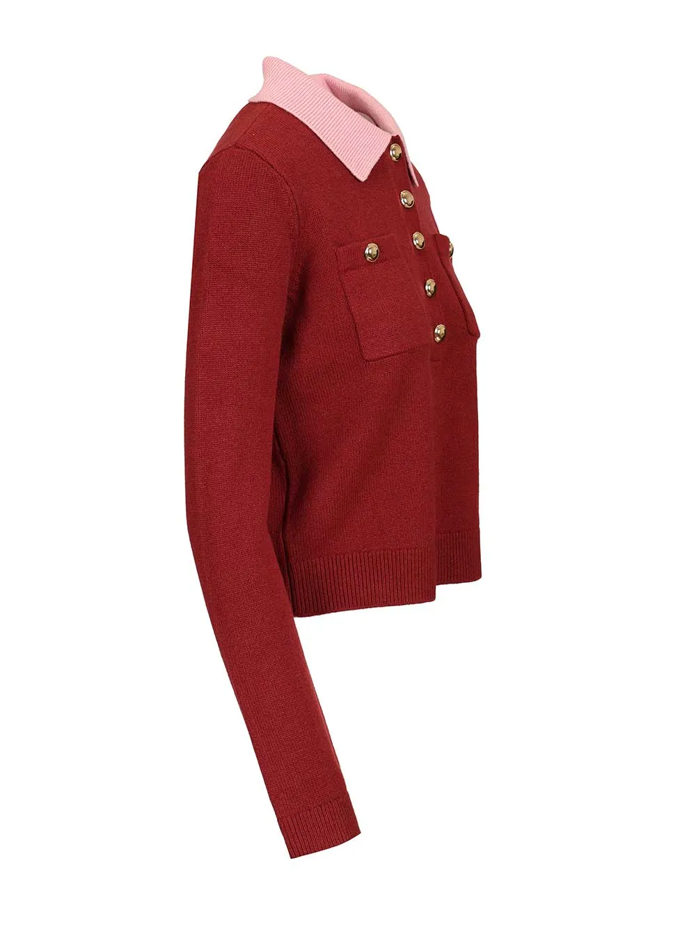 Contrast Collar Jumper Knitwear Bordeaux sold by Wanan Luxury product image thumbnail 3