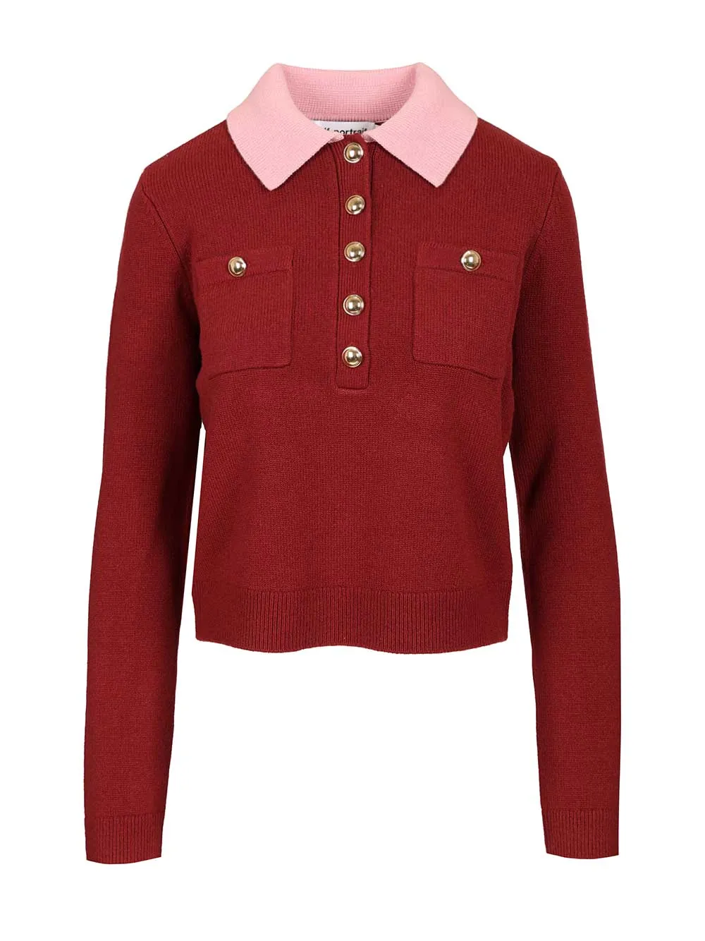 Contrast Collar Jumper Knitwear Bordeaux sold by Wanan Luxury
