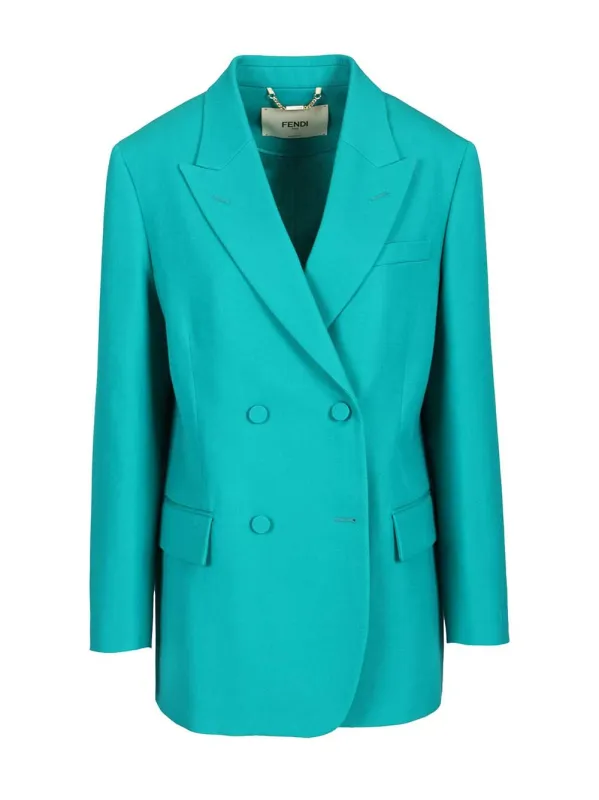 Grain De Poudre Wool Blazer Jackets Light Blue sold by Wanan Luxury