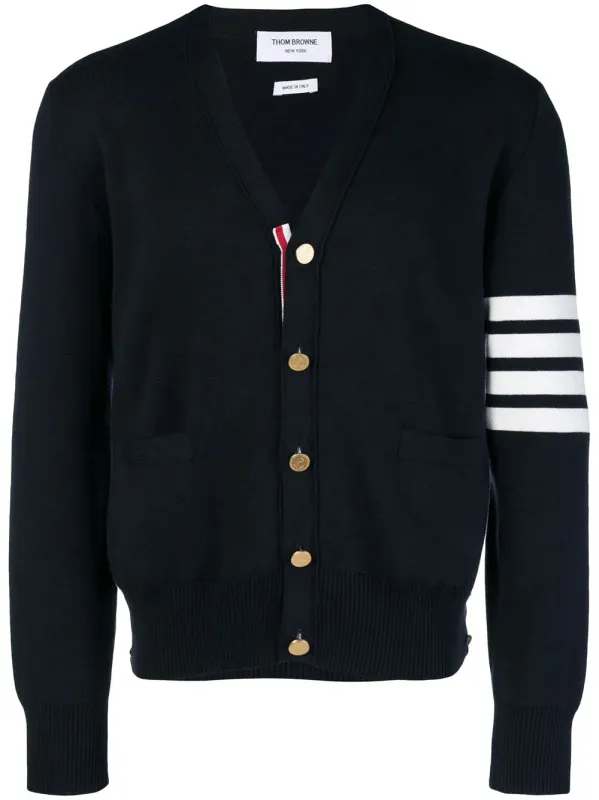 4-Bar V-Neck Cotton Cardigan made by Thom Browne