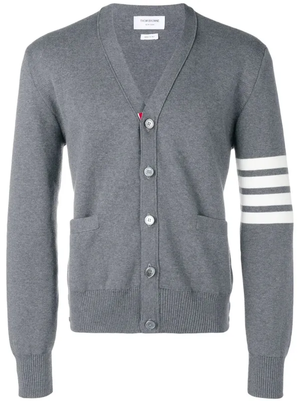 4-Bar V-Neck Cotton Cardigan sold by Wanan Luxury
