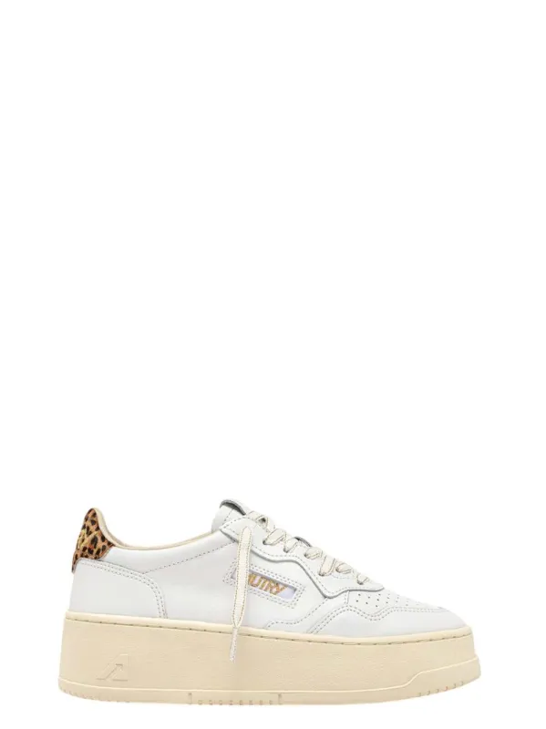 Medalist Platform Sneakers In White And Leopard Leather sold by Wanan Luxury