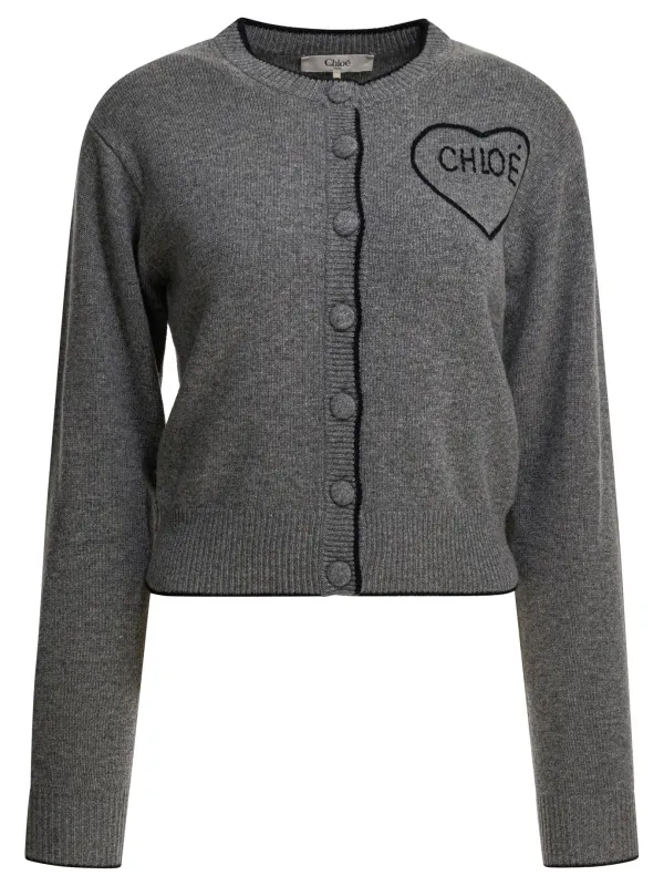 Wool And Cashmere Cardigan With Logo Knitwear Grey sold by Wanan Luxury
