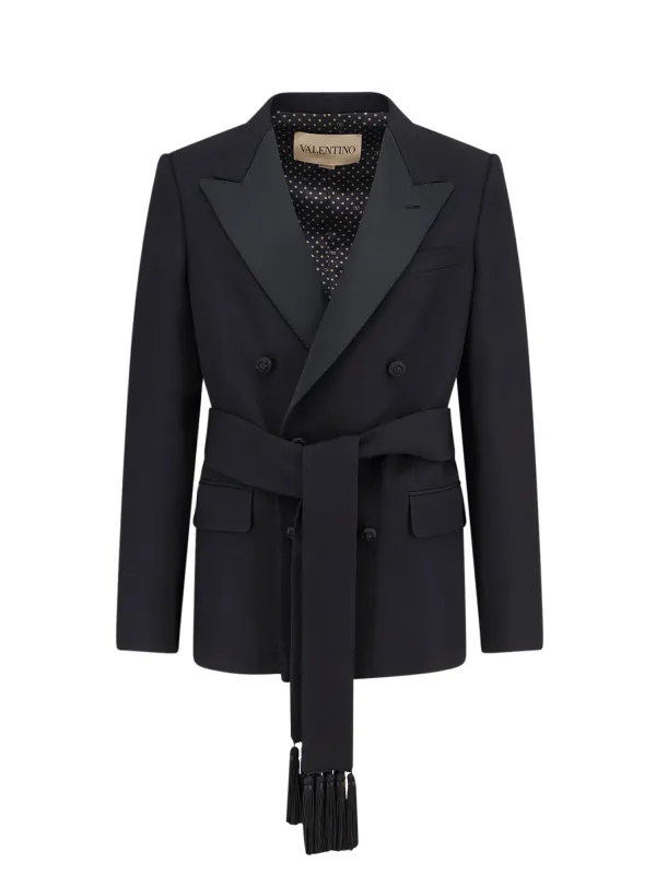 Virgin Wool Blazer With Belt sold by Wanan Luxury