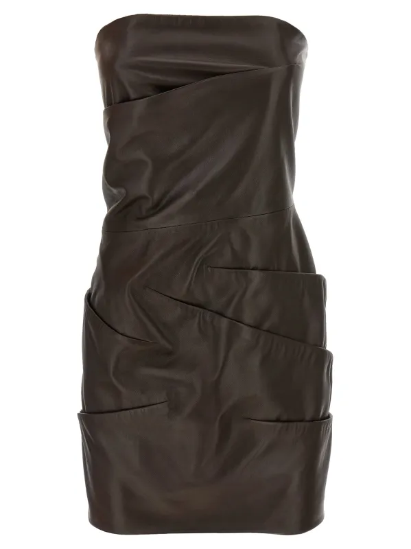 Leather Dress Dresses Brown sold by Wanan Luxury