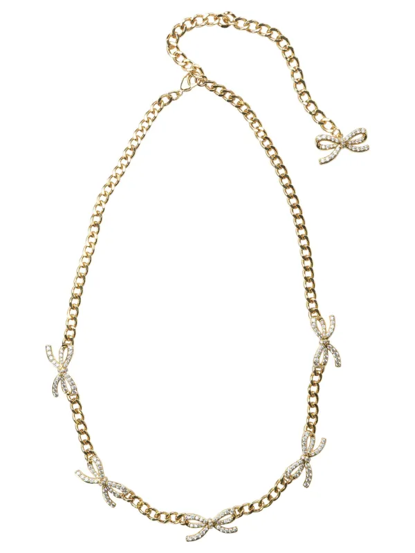 Necklace With Bows With Crystals Jewels Gold made by Self-Portrait
