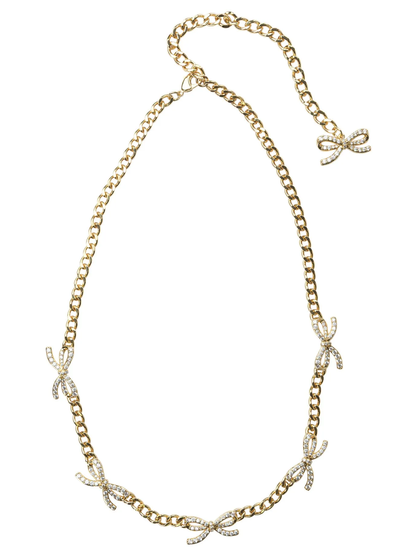 Necklace With Bows With Crystals Jewels Gold sold by Wanan Luxury