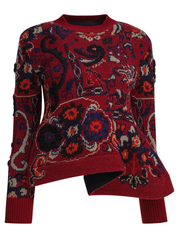 Floral Jacquard Knit Sweater Knitwear Bordeaux sold by Wanan Luxury