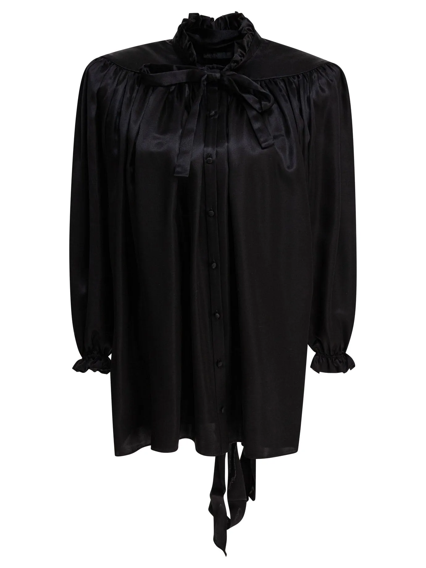 Lace-Up Blouse Shirts Black sold by Wanan Luxury