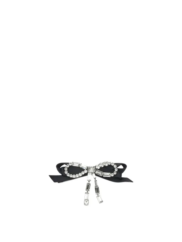 Crystal Bow Hair Accessories Black made by Jimmy Choo