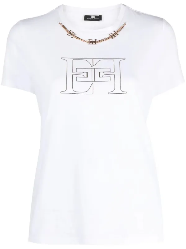 Chain-Detail And Logo Print Cotton T-Shirt sold by Wanan Luxury
