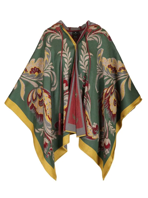Paisley Patterned Hooded Cape Scarves And Foulards Multicolor sold by Wanan Luxury