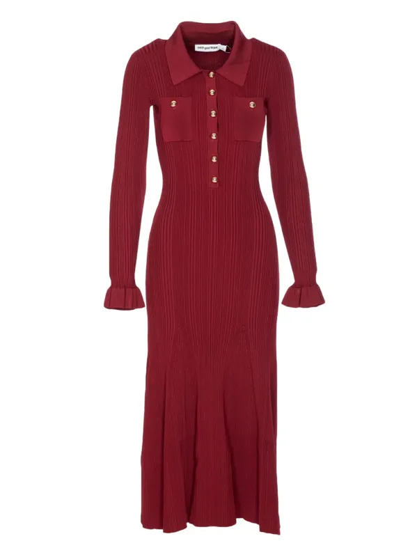 Burgundy Ribbed Knit Midi Dress sold by Wanan Luxury