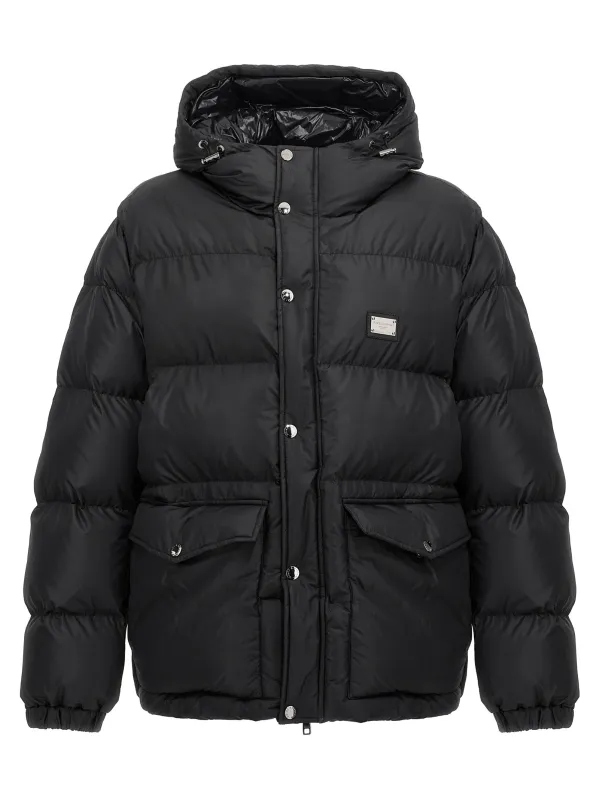 Logo Plate Down Jacket Puffer Jackets Black sold by Wanan Luxury
