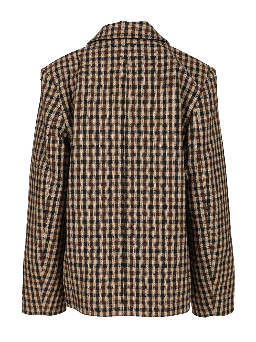 Checked Wool Blazer Jackets Brown sold by Wanan Luxury product image thumbnail 2