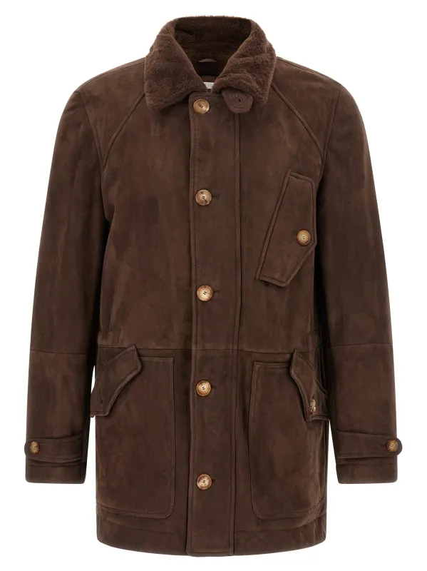 Parka Model Sheepskin Jacket Puffer Jackets Brown made by Brunello Cucinelli
