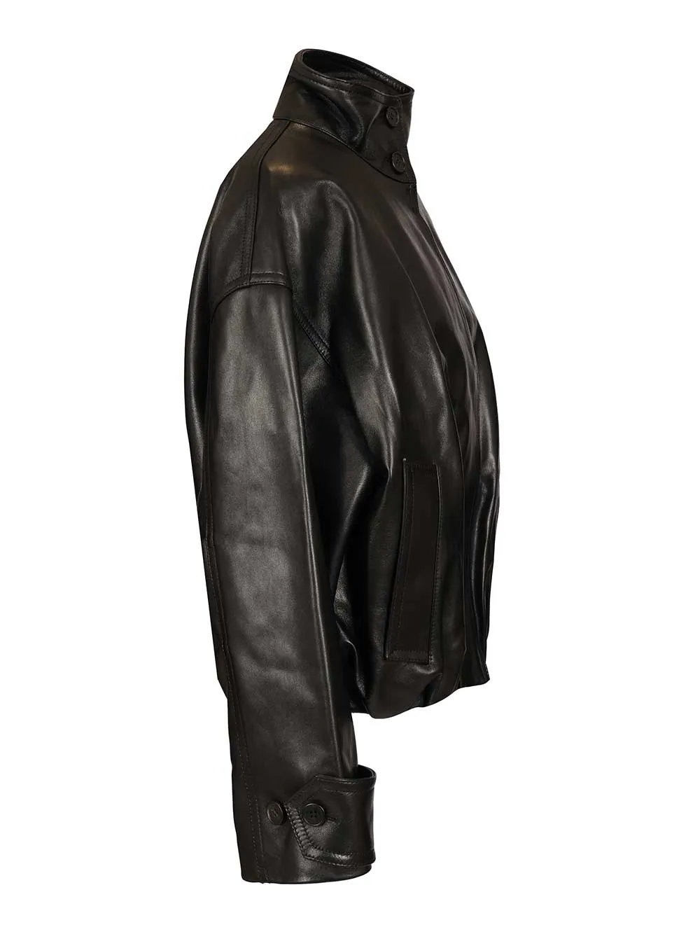Black Leather Bomber Jackets Black sold by Wanan Luxury product image thumbnail 3