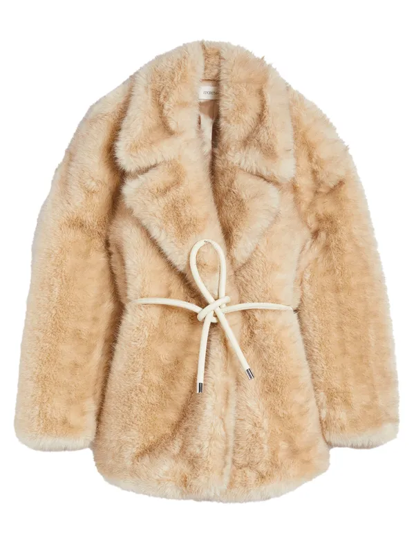 Belted Furry-Effect Heavy Jacket made by Sportmax