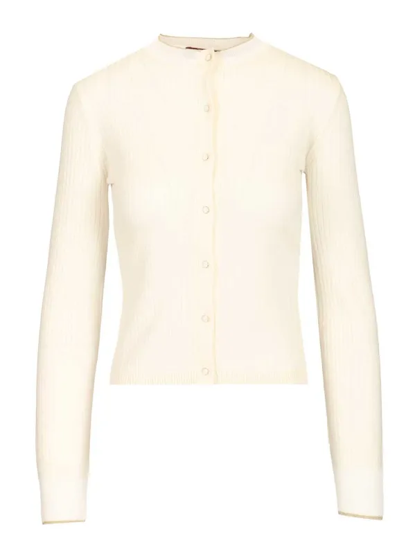 Ribbed Cardigan Knitwear White sold by Wanan Luxury