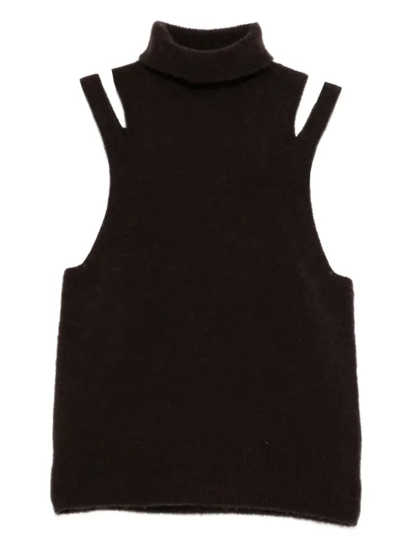 Cashmere And Silk Turtleneck Sleeveless Top sold by Wanan Luxury