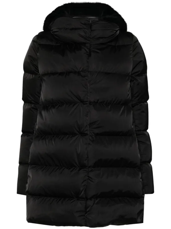A-Shape Down Jacket In Satin And Lady Alternative Fur sold by Wanan Luxury