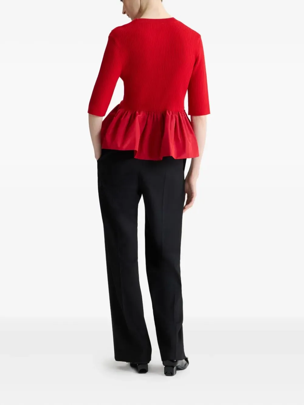 Ruffle Hem Ribbed Jumper In Wool And Faille sold by Wanan Luxury product image thumbnail 3