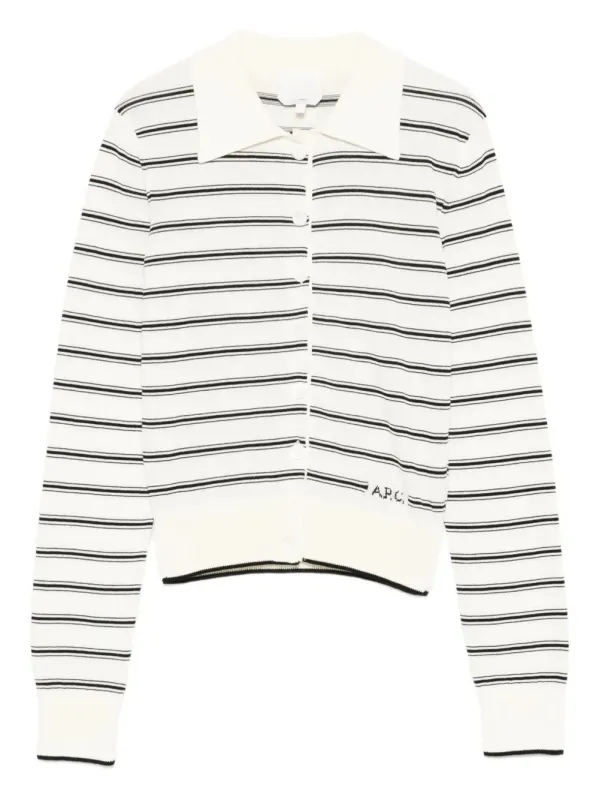 Polo-Collar Cotton Striped Cardigan made by A.P.C.