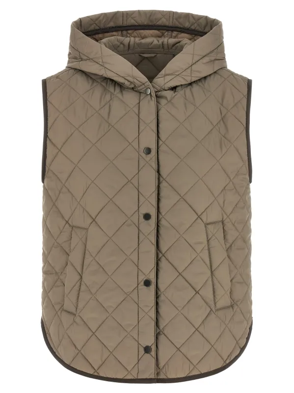 Quilted Vest Gilet Brown sold by Wanan Luxury