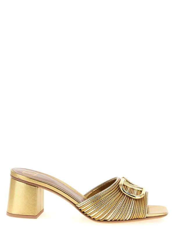 Valentino Garavani Vlogo Signature Slides Sandals Gold sold by Wanan Luxury