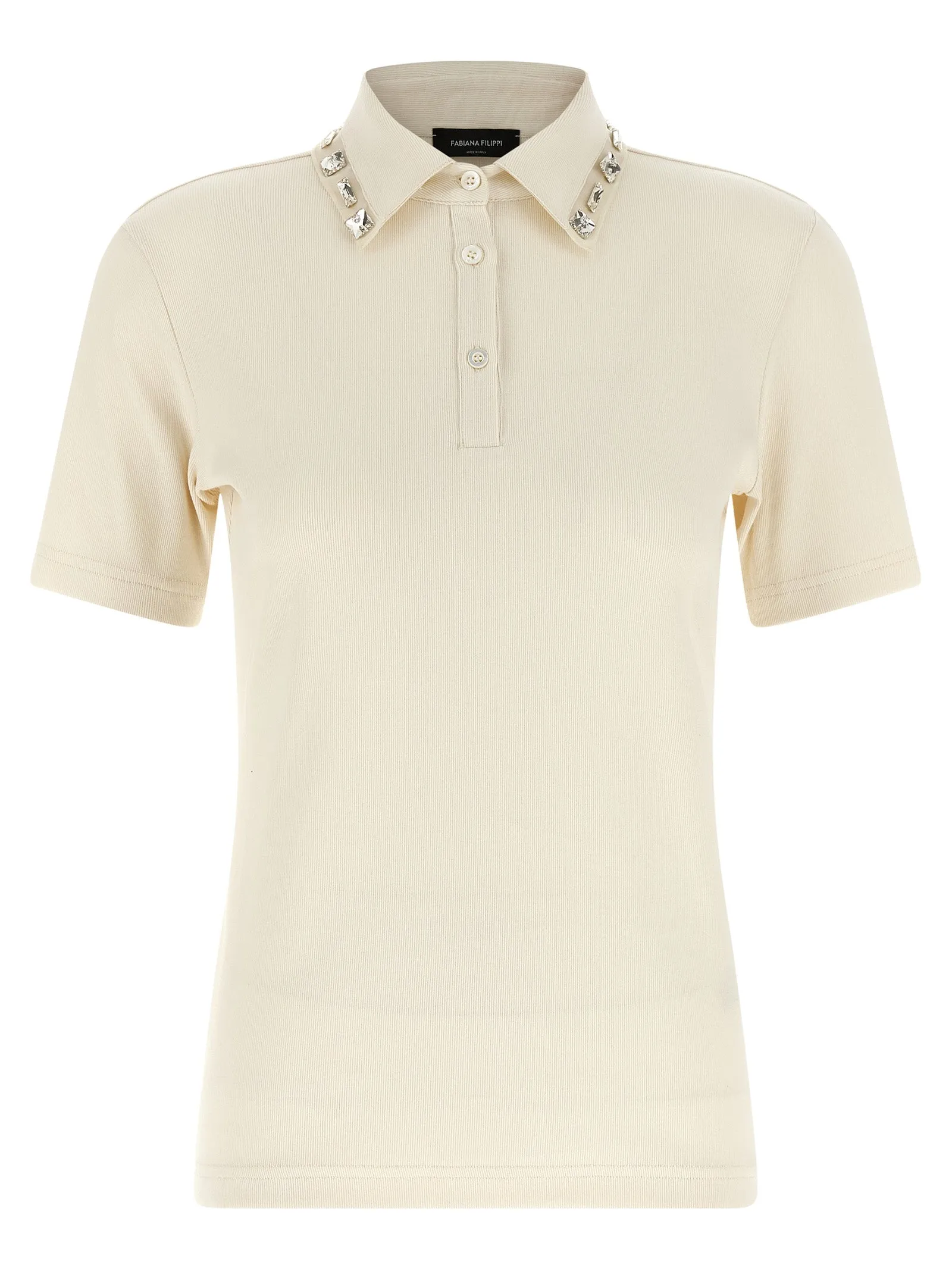 Crystal Collar Shirt Polo Beige sold by Wanan Luxury
