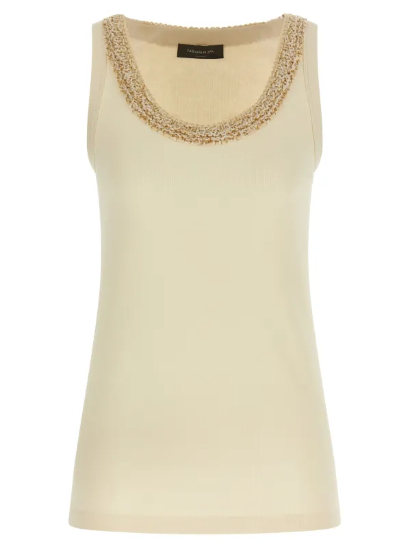 Tweed Insert Top Tops Beige made by Fabiana Filippi