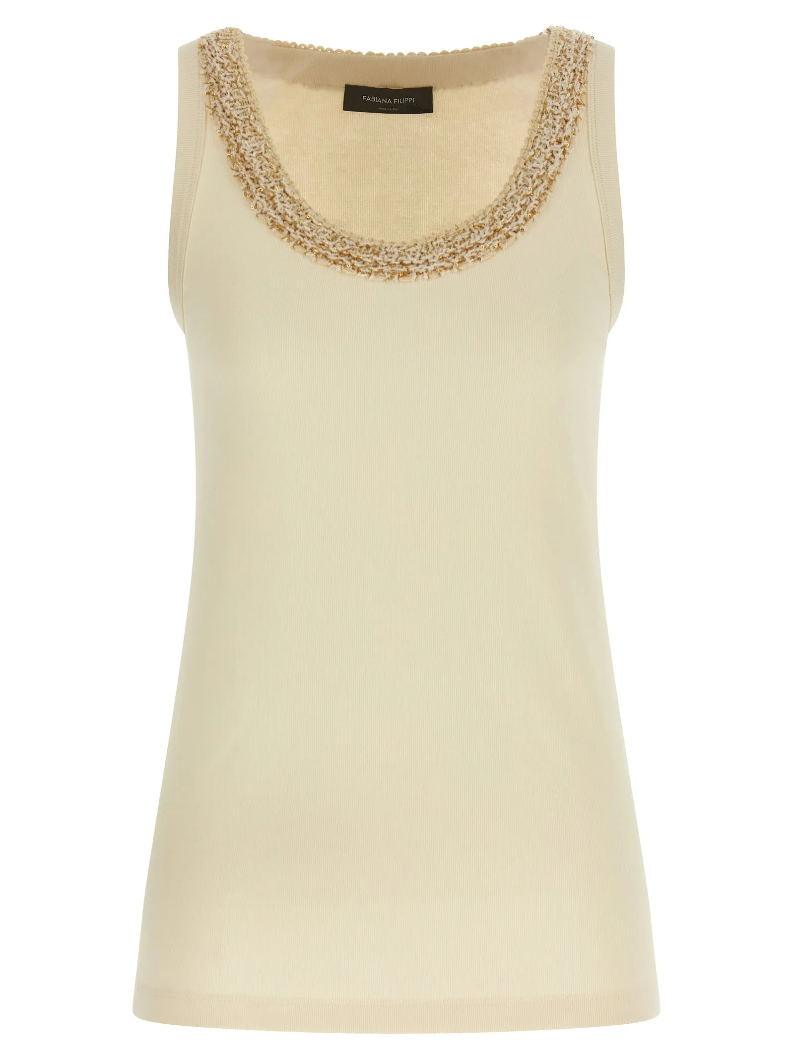Tweed Insert Top Tops Beige sold by Wanan Luxury