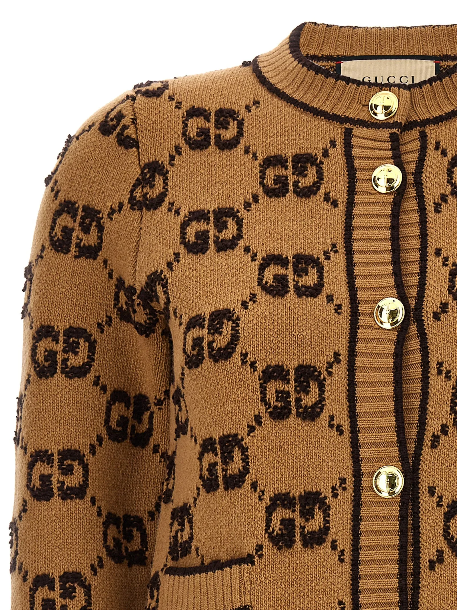 Gg Tweed Bouclè Cardigan Sweaters And Cardigans Beige sold by Wanan Luxury product image thumbnail 3