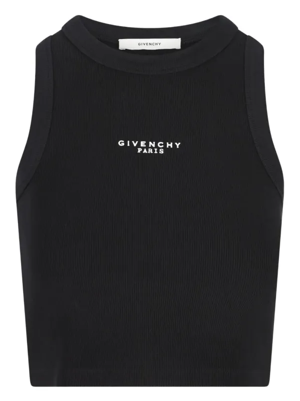 Cotton Cropped Tank Top With Givenchy Paris Print sold by Wanan Luxury