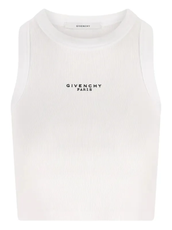 Cotton Cropped Tank Top With Givenchy Paris Print sold by Wanan Luxury