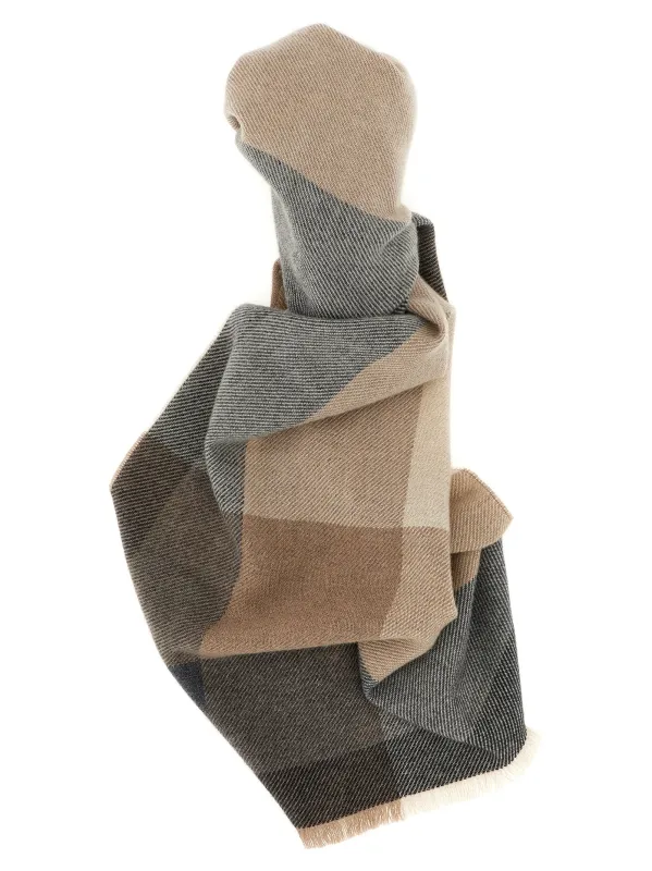 Check Scarf Scarves And Foulards Gray sold by Wanan Luxury