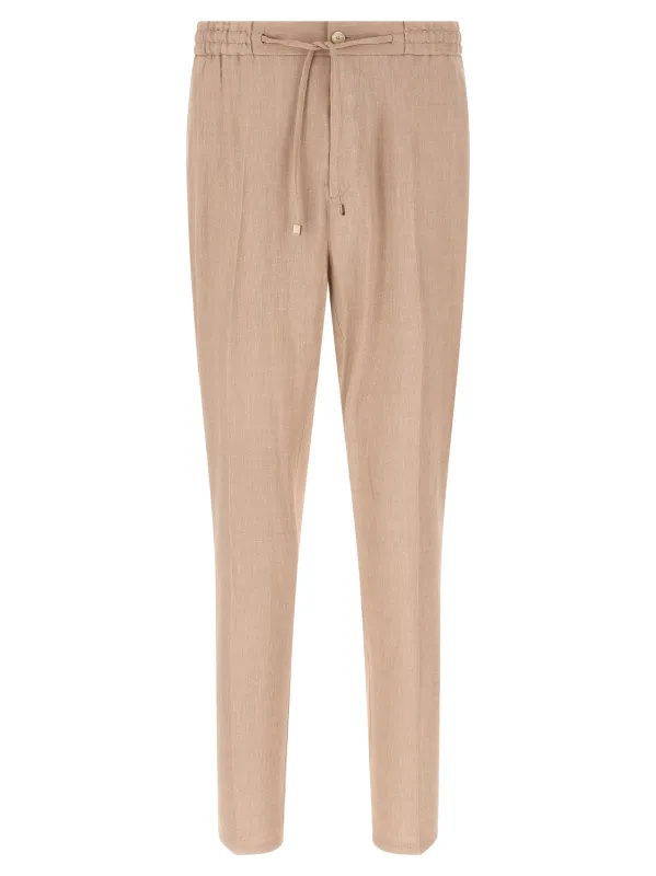 Flamed Linen Joggers Pants Beige made by Etro