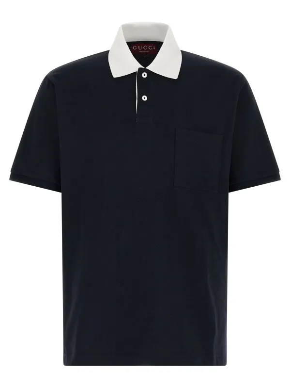 Contrast Collar Polo Shirt T-Shirt Blue made by Gucci