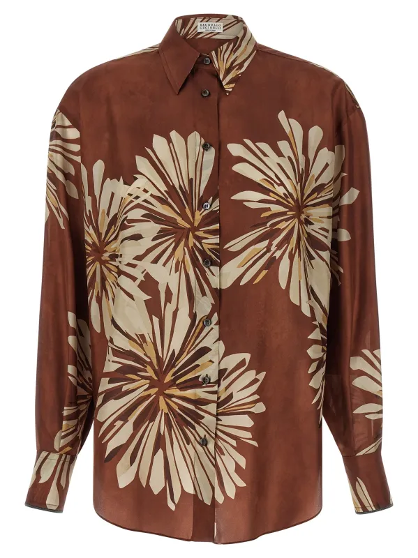 Floral Patterned Shirt Shirt And Blouse Brown sold by Wanan Luxury