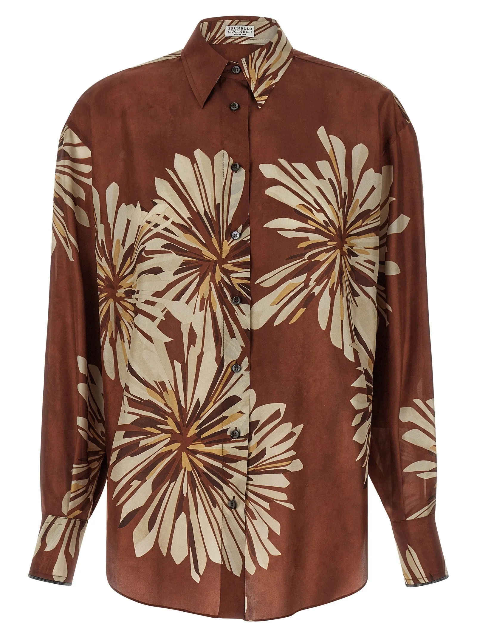 Floral Patterned Shirt Shirt And Blouse Brown sold by Wanan Luxury