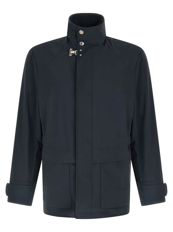 Waterproof Windbreaker Puffer Jackets Blue made by Brunello Cucinelli