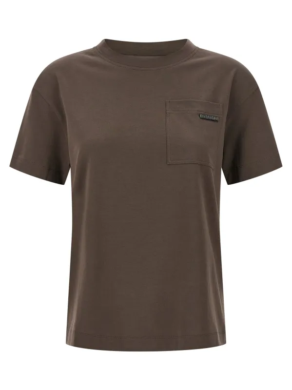 Shiny Tab T-Shirt Brown made by Brunello Cucinelli