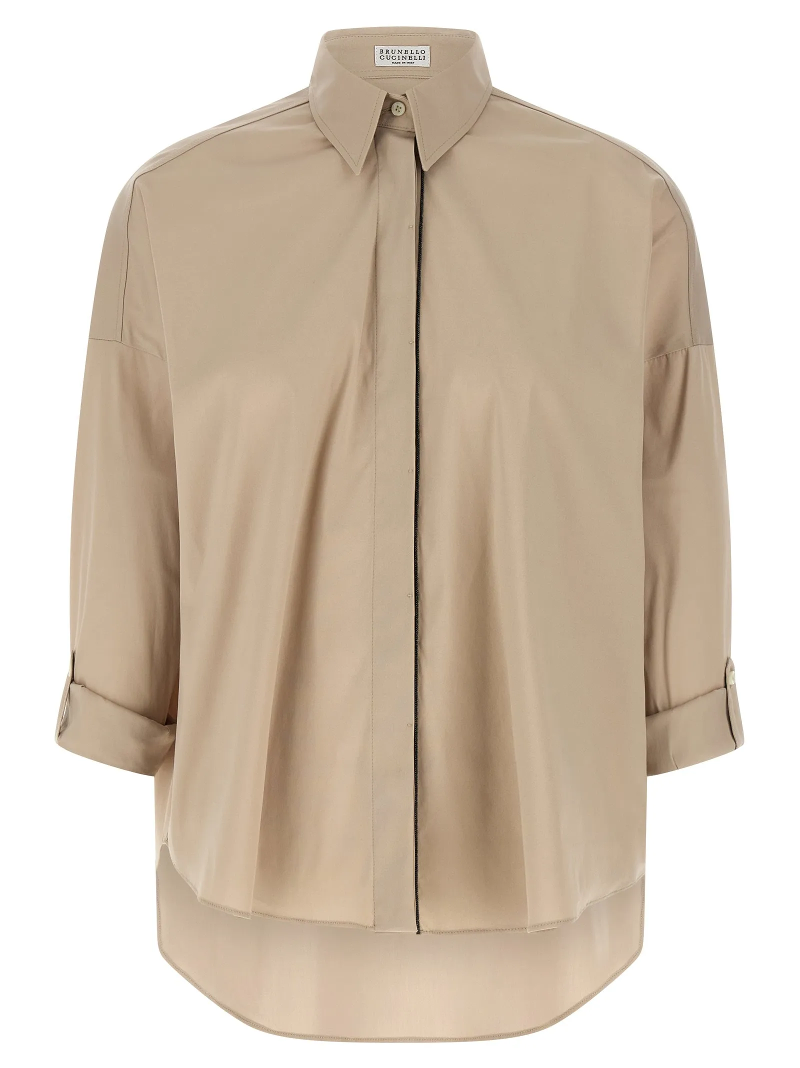 Shiny Trim Shirt And Blouse Beige sold by Wanan Luxury